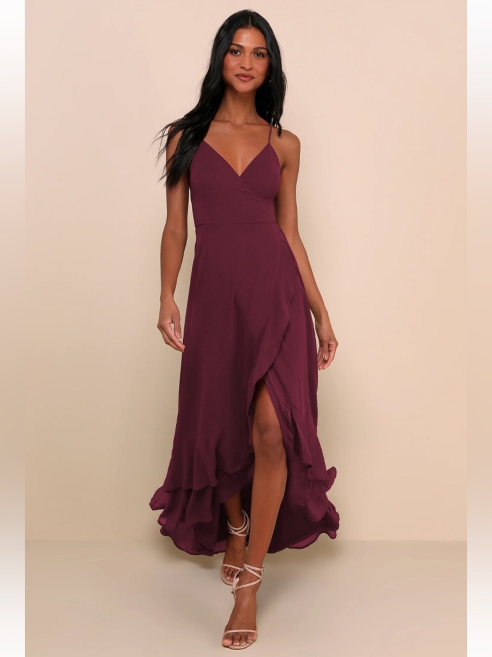 Lulus In Love Forever Plum Lace-Up High-Low Maxi Dress Size Large New with tags!